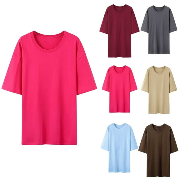 Summer Fashion Plus Size Tshirts for Women Round Neck Casual Printed Button