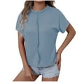 thumbnail image 1 of Summer Fashion Plus Size Tshirts for Women Solid Color Round Neck Short Sleeved T-Shirts, 1 of 7