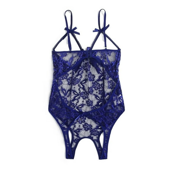 50% off Clearance Underwear for Women Women Bow Lace Hollow Open Crotch Teddy Bodysuit Backless Jumpsuit Underwear Women's Nylon Jumpsuit