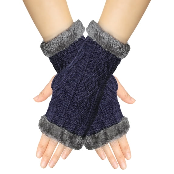 50% off Clearance Women Winter Wrist Arm Warmer Solid Knitted Short Fingerless Gloves Mitten