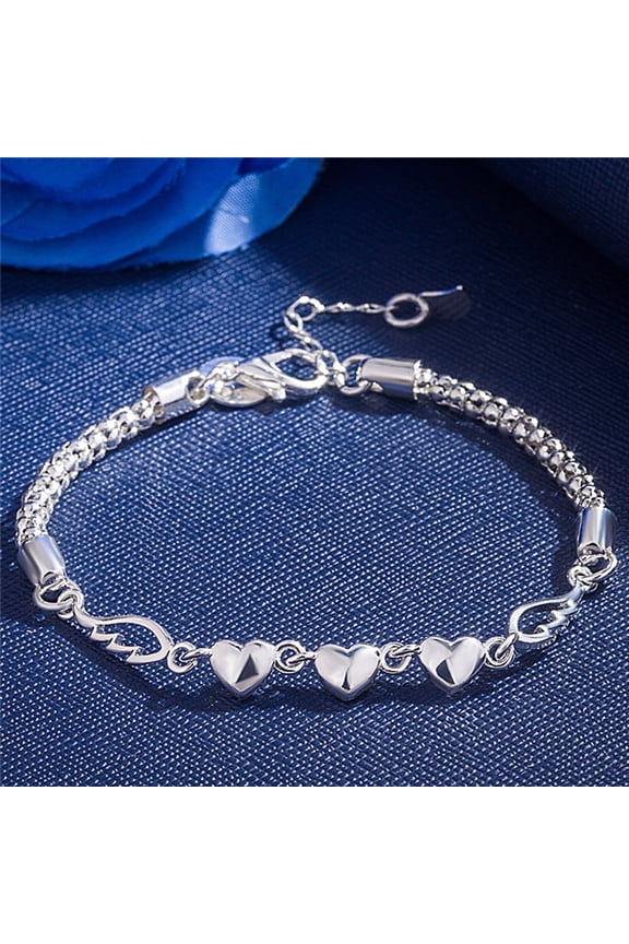 50% off Clearance Women's 925 Sterling Silver Charm Love Heart Wings Bracelet Cuff Bangle Jewelry,1PC