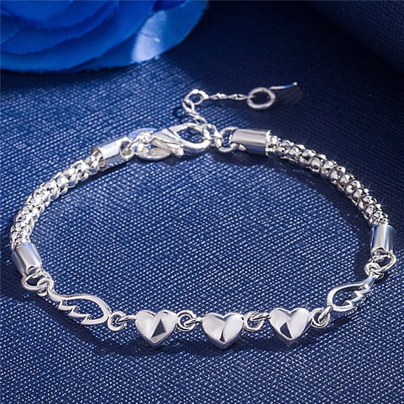 50% off Clearance Women's 925 Sterling Silver Charm Love Heart Wings Bracelet Cuff Bangle Jewelry,1PC