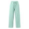 thumbnail image 1 of Clothing Women's Casual Pants Womens Daily Elastic Waist Pockets Straight Solid Color Casual Pants Loose Long Trousers Women Blendingpants, 1 of 5