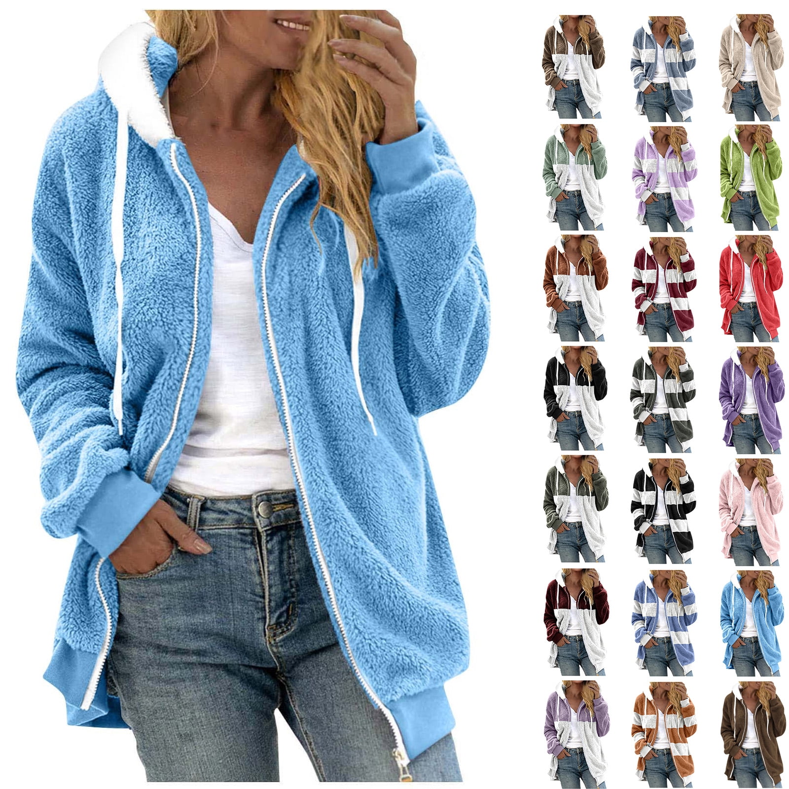 Women Aqua Blue Oversize Hooded Sweatshirt With Wide Leg Pants