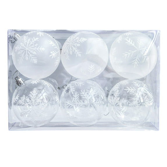 Up to 50% off! LSLJS Christmas Tree Ball Decorations for Xmas Tree, 6 Pcs 2.16 inch Transparent Shatterproof Snowflake Pattern Ice Ball Sparkling White Hanging Bauble Sphere Xmas Party Supplies