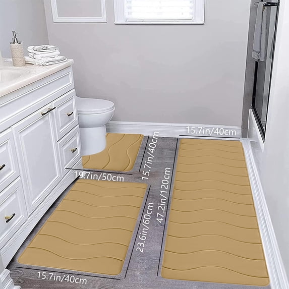 50% off,Large Foam Bath Mat 3 Set Bathroom Rugs For 3 Pcs Toilet Mats Soft Comfortable Water Absorption Non Slip Thick Washable Easier To Dry