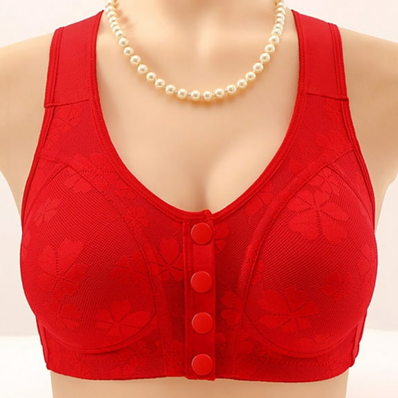Miqool Front Closure Bras for Elderly Women No Underwire Full Coverage Comfort Wireless Snap Closing Bra Wirefree Everyday Bras for Senior