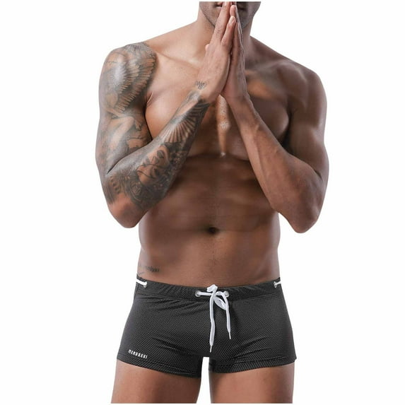 Miqool Men's Swim Trunks Sport Swimwear Quick Dry Low Rise Swim Briefs Bikini Swimsuit Beach Board Shorts Bathing Suit with Drawstring