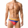 thumbnail image 1 of Miqool Mens Swim Briefs Color Blocking Bikini Swimsuit Low Waist Sport Swimming Briefs Swimwear Bathing Suit with Drawstring, 1 of 6