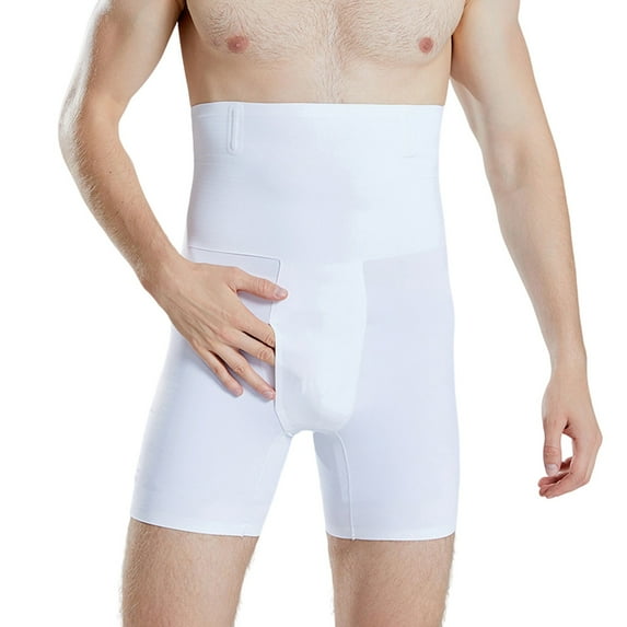 Miqool Mens Tummy Control Shapewear Underwear High Waisted Compression Shorts Body Shaper Thigh Slimmer Girdles Boxer Briefs