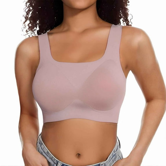 Miqool Seamless Bras for Women Comfort Padded Wireless Bralettes Soft Support Pullover T-Shirt Bra Full Coverage Everyday Bra Sleep Bra