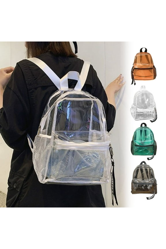 Clear Backpack Large Capacity Backpack Multifunctional School Backpack Lightweight Sturdy Book Bag for Weekender Business Trip, 10x11 inch