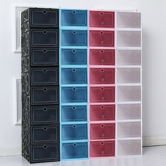 Up to 50% off! Portable Shoe Storage Organzier Tower,8Pcs Shoe Storage Boxes,Colorful Free Standing Shoe Shelf Cabinet with Lids,Transparent Blue*8 Pcs