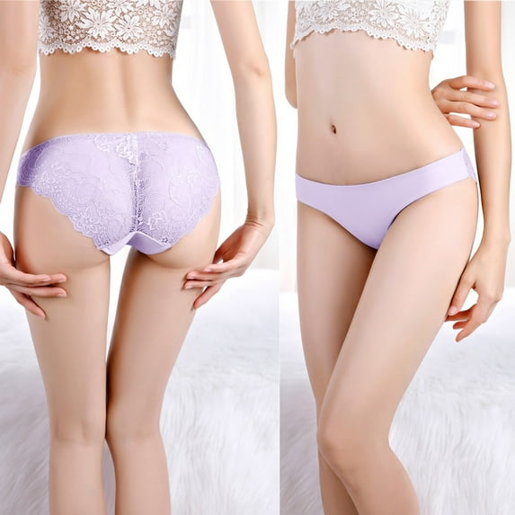 HWRETIE 1PC Sexy Ladies Low-Rise Transparent Lace Panties Breathable Quality Underpants