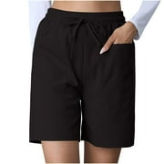 purcolt Bermuda Shorts for Women with Pockets High Waisted Knee Length Lounge Shorts Casual Long Yoga Shorts for Running Workout Athletic