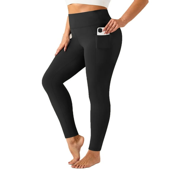 purcolt Women's Plus Size Yoga Pants with Pockets High Waisted Tummy Control Workout Running Yoga Leggings(Black, XL)