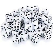 50 or 100 Pack of Bulk Six Sided Dice|D6 Standard 16mm|Great for Board Games, Casino Games & Tabletop RPGs| White- 50 Count