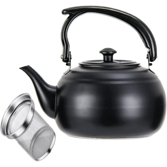 50 oz/1500ml Stainless Steel Steeping Teapot with Infuser for Loose Leaf Tea, Metal Tea Steeper Pot Coffee Water Kettle for Brewing, Tea Maker for Hotels, Restaurant, Home, Kitchen, Black