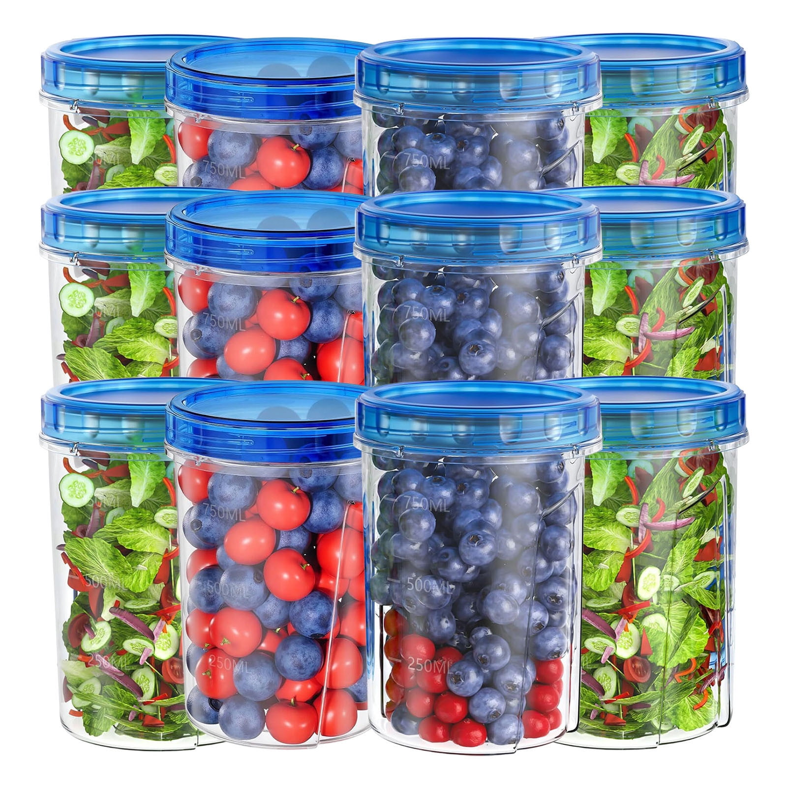 50 oz Food Storage Freezer Containers Clear Bottom with Lids, Reusable Plastic Airtight Meal Prep Containers BPA Free | Stackable | Leakproof, 12 count