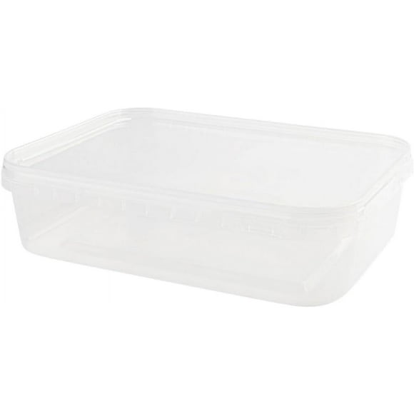 50 oz Rectangular Clear Food Storage Containers with Lids - Stackable, Tamper Proof, BPA Free, Recyclable, Space Saver, Airtight Container, Kitchen Storage, Meal Prep, Take Out, Deli Container (5)