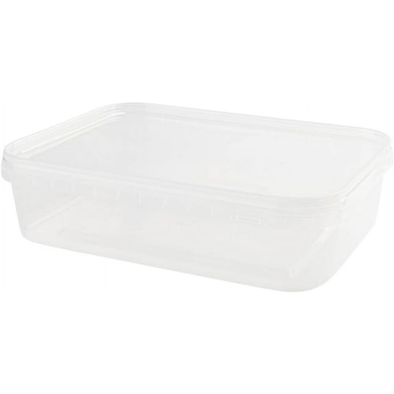 50 oz Rectangular Clear Food Storage Containers with Lids - Stackable, Tamper Proof, BPA Free, Recyclable, Space Saver, Airtight Container, Kitchen Storage, Meal Prep, Take Out, Deli Container (5)