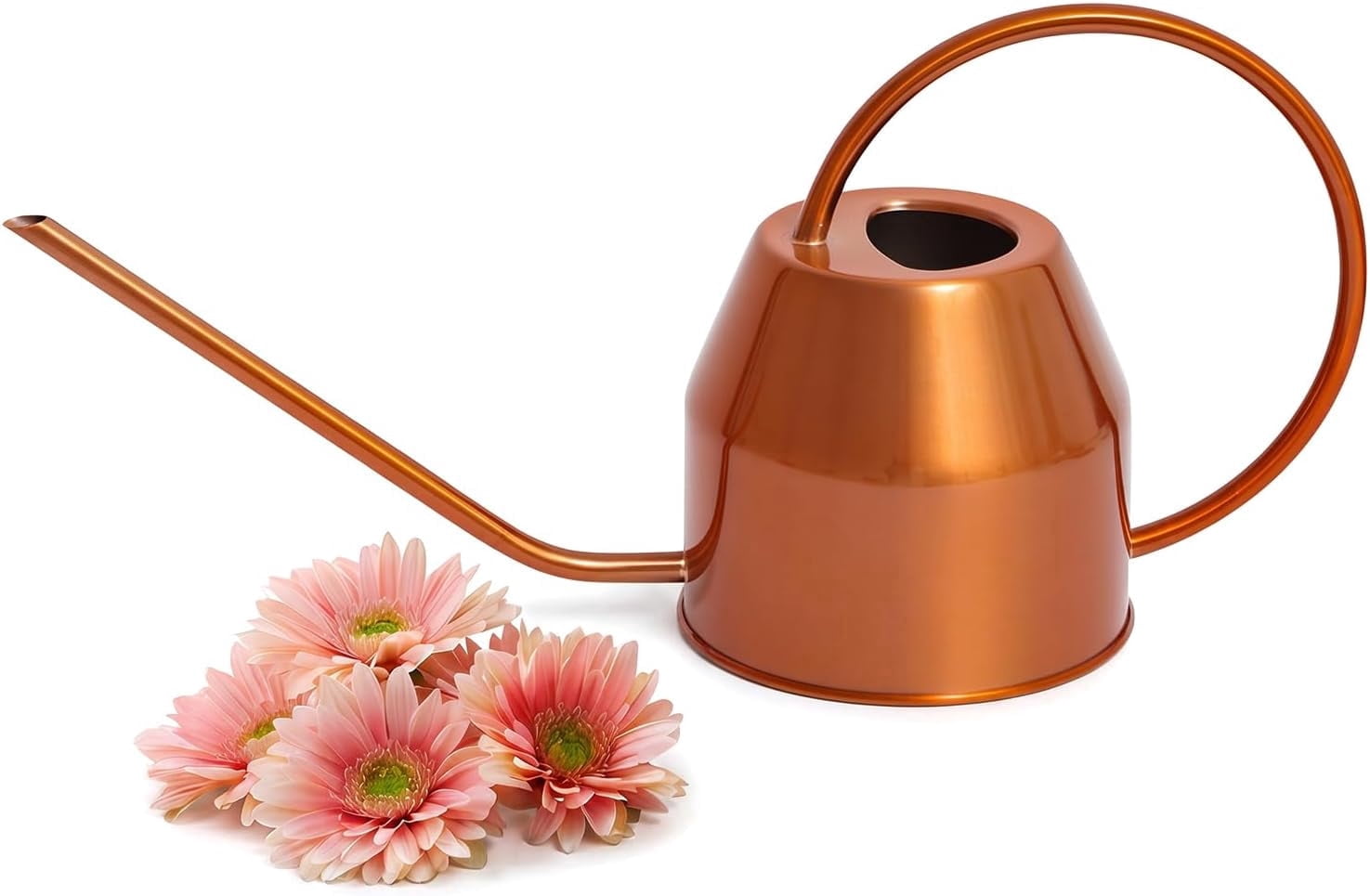 Plexon Rose Gold Metal Watering Can Indoor Plants 40 oz, Stainless Steel Long Spout Watering Can Outdoor House Plant Flower, Garden