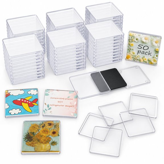 50-pack 2x2 Inch Square Photo Frames DIY Fridge Whiteboard Decor