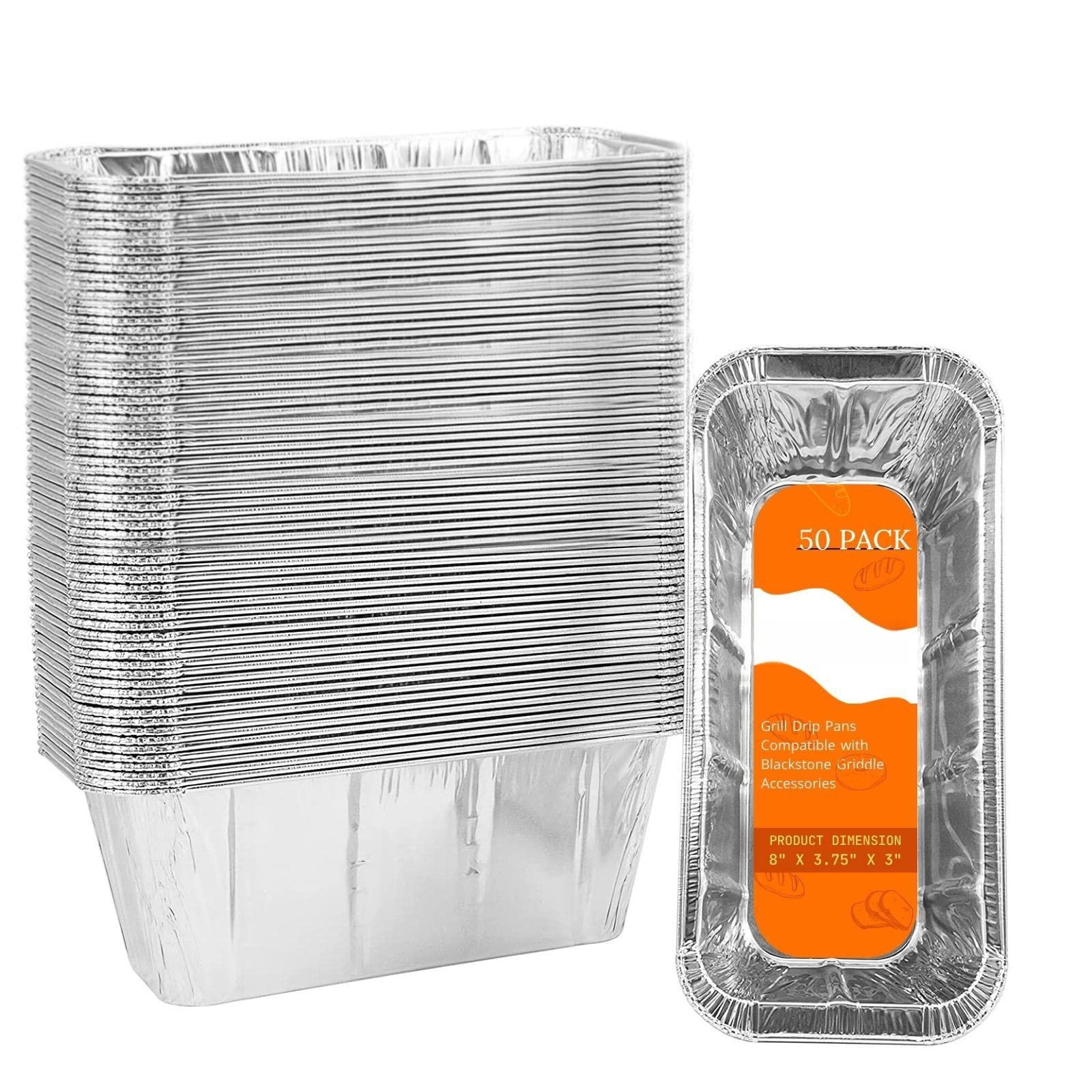50-pack Drip Pans Liners For Blackstone Griddle Accessories  Aluminum Foil Pan Disposable 17" 22" 28" 36" Tray Holder Grill Rear Grease Catcher Cup
