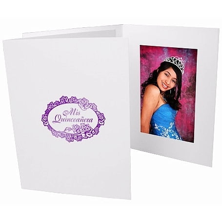 (50 pack) Mis Quinceanera foil br on white cardboard photo folder frame - 4x6