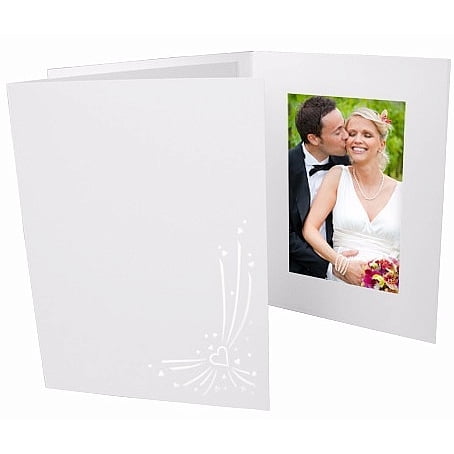 (50 pack) Opal Heart foil br on white cardboard photo folder frame - 4x6