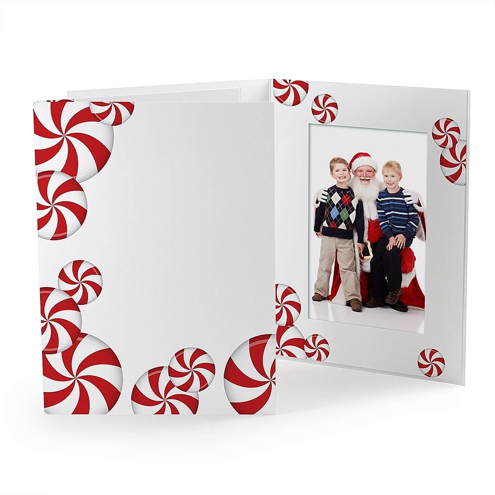 (50 pack) PEPPERMINT CANDY Holiday Photo Folder for 5x7 portrait prints ...