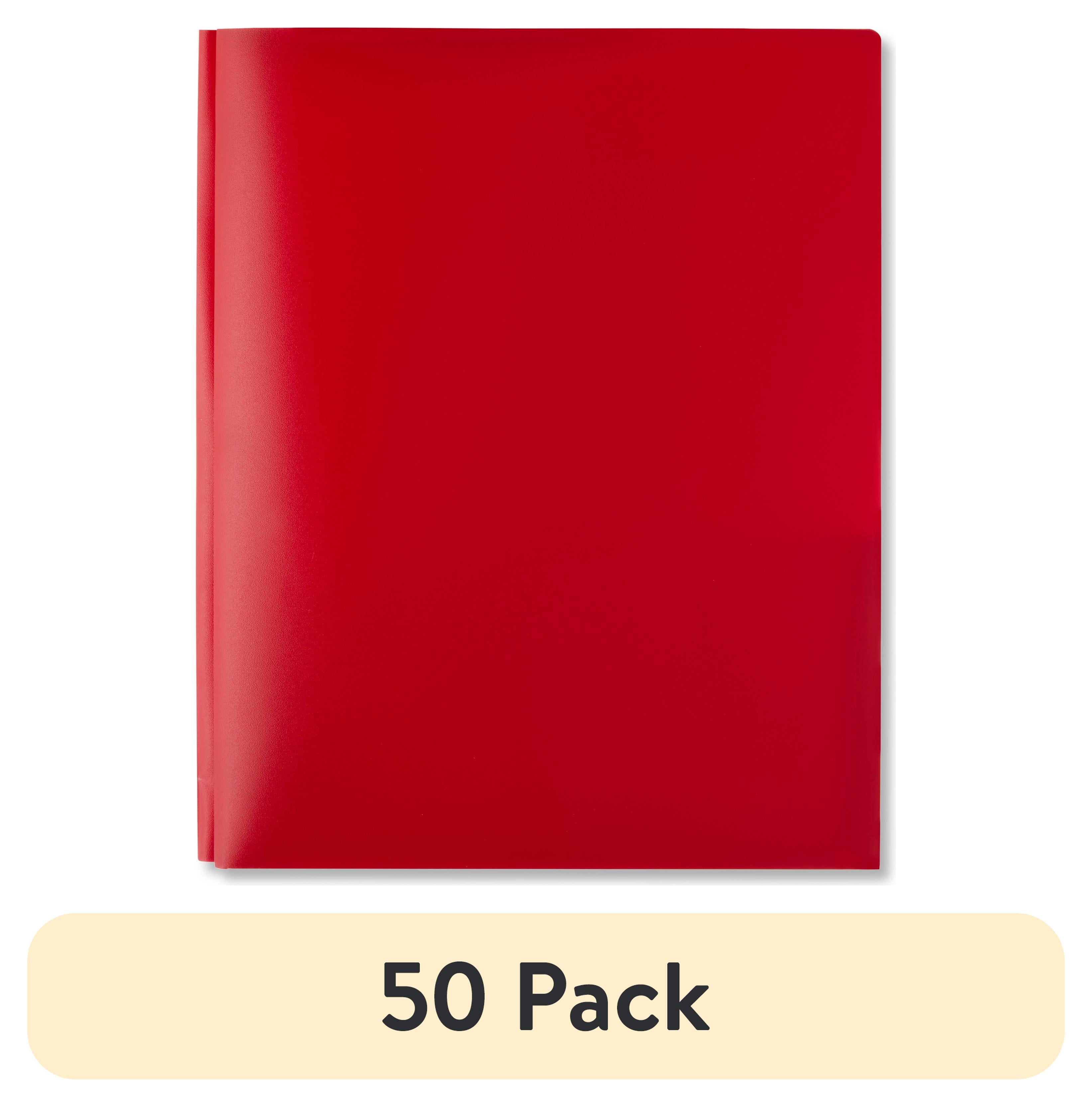 (50 pack) Pen+Gear 3-Prong 2-Pocket Poly Folder, Red
