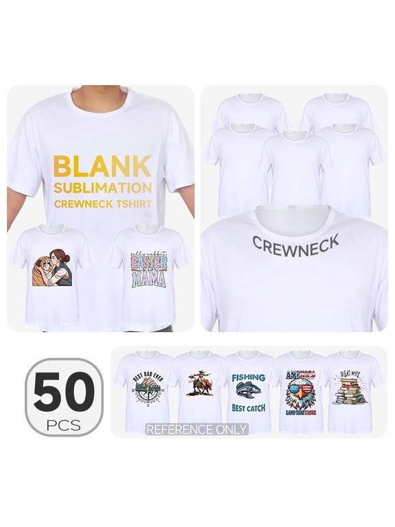 50 pack Sublimation white Blank modal sublimation T-shirt, S-XXL size each size 10pcs mix US size sublimation blanks
