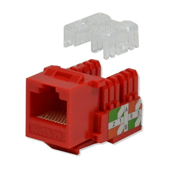50 pack lot Keystone Jack Cat6 Red Network Ethernet 110 Punchdown 8P8C