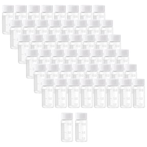 50 pack of 10ml Clear Glass Bottles Storage Container Sample Cosmetic Herb Spice Specimen Vials with White Phenolic Screw on Caps
