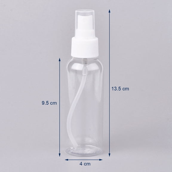 50 pc 100ml Plastic Spray Bottles Refillable Mist Pump with Bottle Caps Empty Alcohol Bottle Clear 13.5x4cm Capacity: 100ml(3.38 fl. oz)