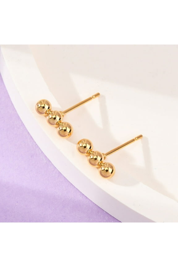 50 pc 201 Stainless Steel Beaded Horizontal Bar Stud Earrings with 316 Stainless Steel Pin for Women Golden 9x3mm Pin: 0.6mm 201 Stainless Steel