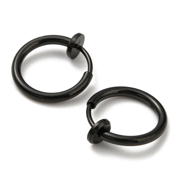 50 pc 304 Stainless Steel Clip-on Earrings No Piercing Earrings Black 14.5x13x4.5mm