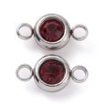 thumbnail image 1 of 50 pc 304 Stainless Steel Rhinestone Links Connectors Flat Round Stainless Steel Color Siam 12x6.5x4mm Hole: 2mm, 1 of 3