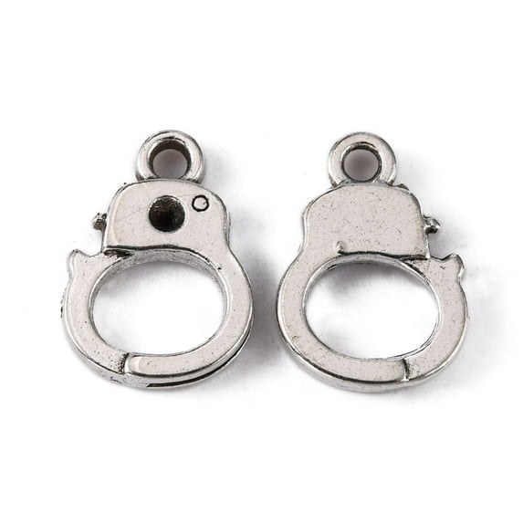 50 pc Alloy Charms Cadmium Free Lead Free Police Antique Silver 14mm long 10mm wide 2mm thick hole:1.5mm