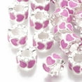 thumbnail image 1 of 50 pc Alloy Enamel European Beads Large Hole Beads Column Silver color Plated Hot Pink 10x6mm Hole: 5mm, 1 of 2