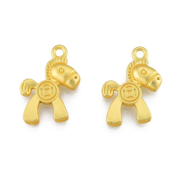 50 pc Alloy Pendants Matte Style Donkey with Coin Matte Gold Color 22x17x5mm Hole: 2.5mm