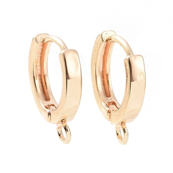50 pc Brass Hoop Earrings with Horizontal Loops Real 18K golden Plated 15x12x2mm Hole: 1.6mm Pin: 0.8mm