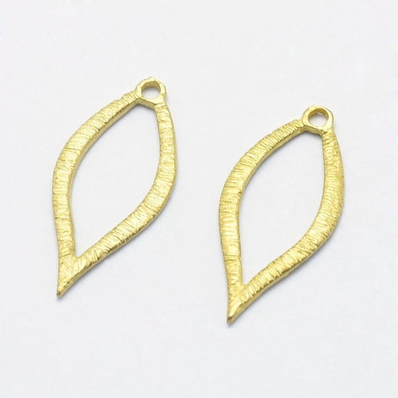 50 pc Brass Pendants Lead Free & Cadmium Free & Nickel Free Leaf Raw(Unplated) 23x10.5x1mm Hole: 1.5mm