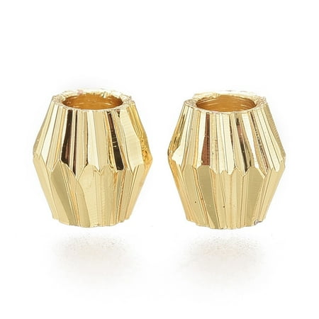 50 pc Brass Spacer Beads Long-Lasting Plated Bicone Real 18K Gold Plated 4x4mm Hole: 2mm