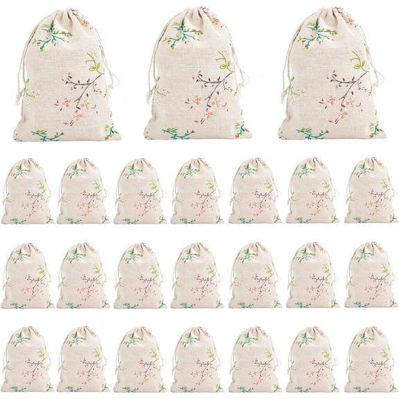50 pc Cotton Packing Pouches Drawstring Bags with Printed Flower Colorful 18x13cm art