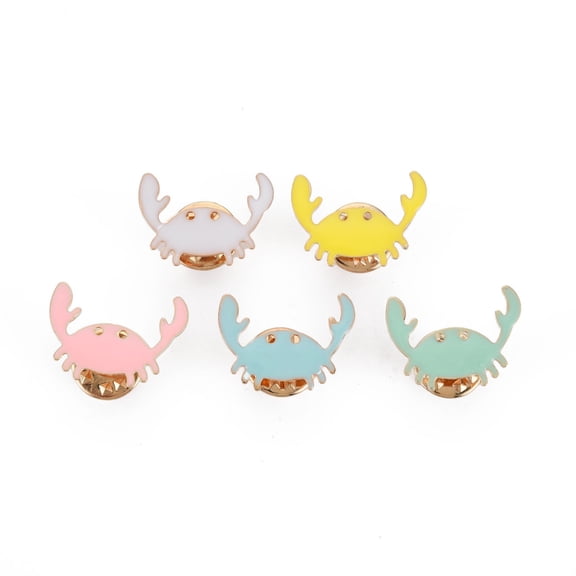50 pc Cute Crab Enamel Pin Animal Brass Enamel Brooch for Backpack Clothes Nickel Free Mixed color Golden 15x21mm Brass