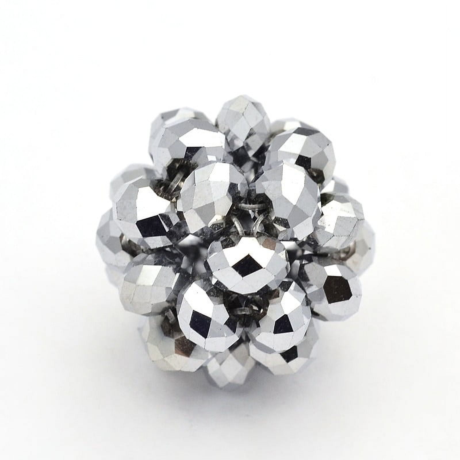50 pc Electroplate Glass Round Woven Beads Cluster Beads Full Plated Silver Plated 14mm Beads: 4mm