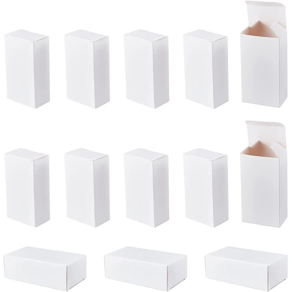 50 pc Fold Box Cardboard Gift Boxes for Bridal Birthday Party Christmas Rectangle White Box Size: 3x5x9.3cm