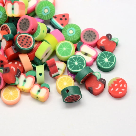 50 pc Fruit Handmade Polymer Clay Beads Mixed Color 10~11x9~11x4~6mm Hole: 1.5mm